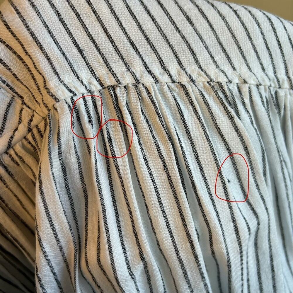 Vineyard Vines Jet Stripe 100% Linen Tiered Dress White Striped XS - Picture 14 of 14